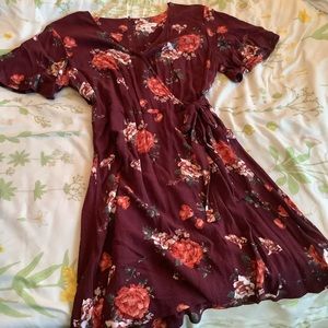 Floral faux wrap dress
